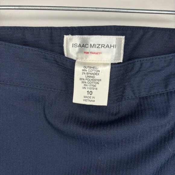 ISAAC MIZRAHI Target Skirt Women's 10 Navy A-Line Stretch Knee Length Ribbed - Picture 3 of 3